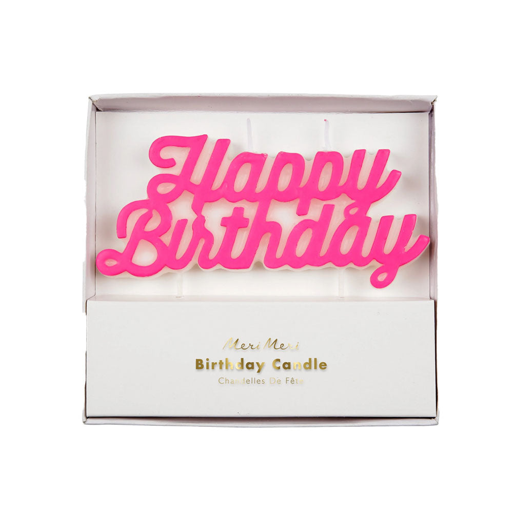 Pink Happy Birthday Candle