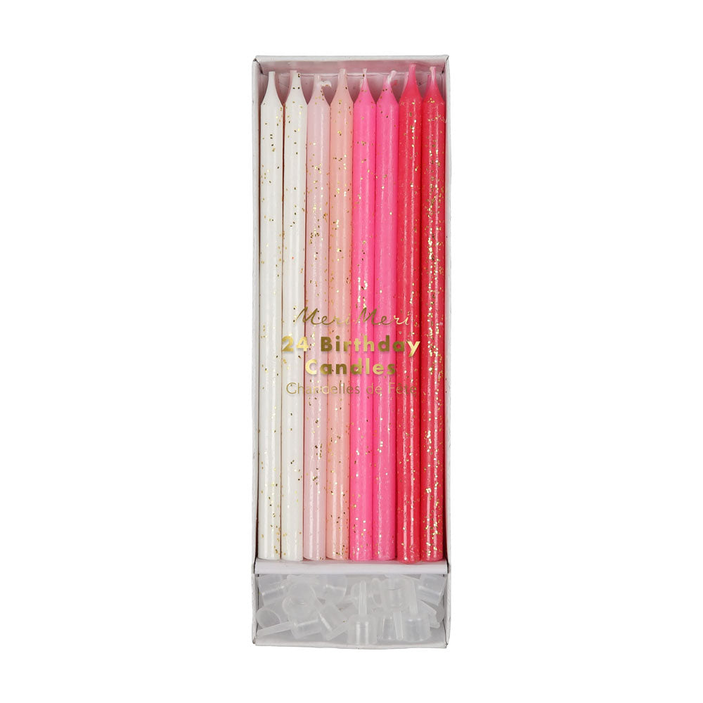 Pink and Gold Glitter Straight Candles