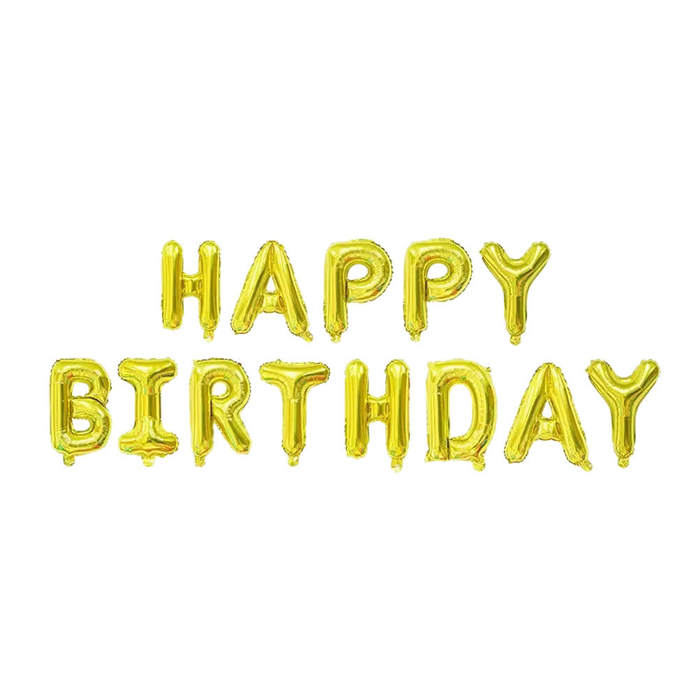 Banner Globo Happy Birthday Dorado