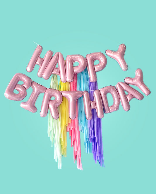 Decoración Banner Happy Birthday Rosa