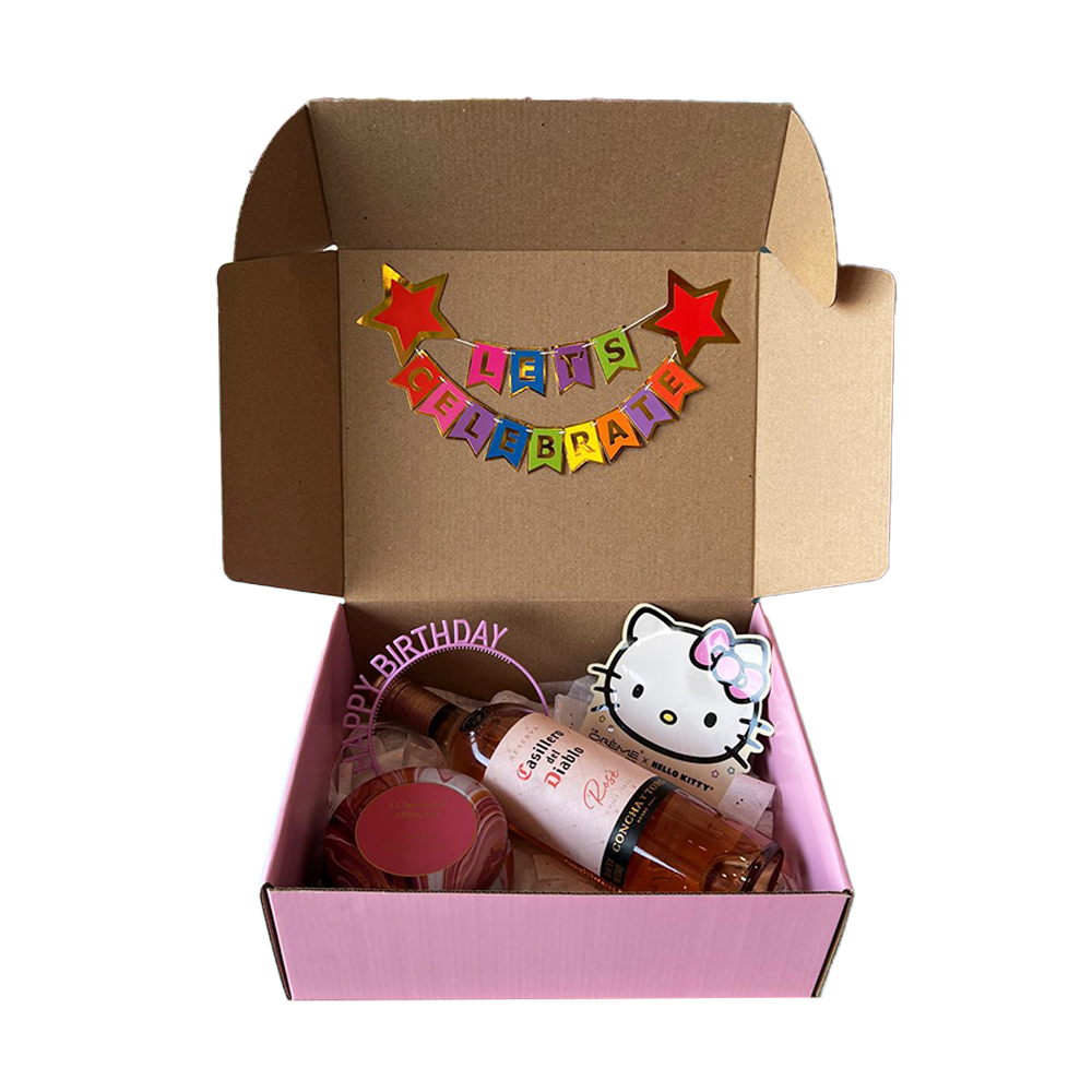 Caja Sorpresa - Let's Celebrate Pink - Botella y Vela