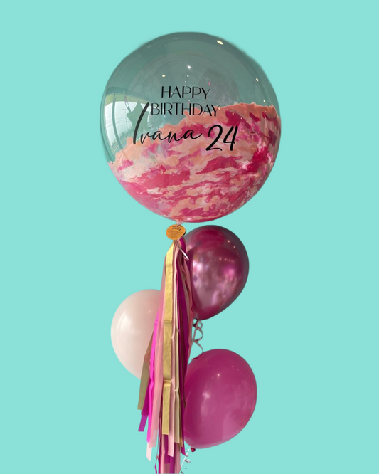 Burbuja con pintura tonos rosas